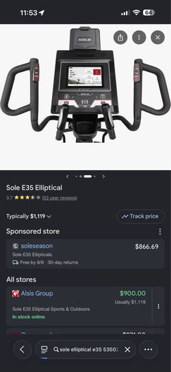 Sole Elliptical E35 screen