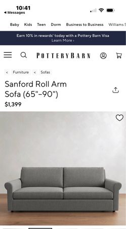 PotteryBarn Sanford Roll Arm Grand Sofa