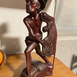 Vintage Hand Curved Bali Old Wood Fisherman 
