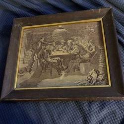 Vintage Frederic Remington Quarrel Over Cards Western Cowboy Poker Framed Print