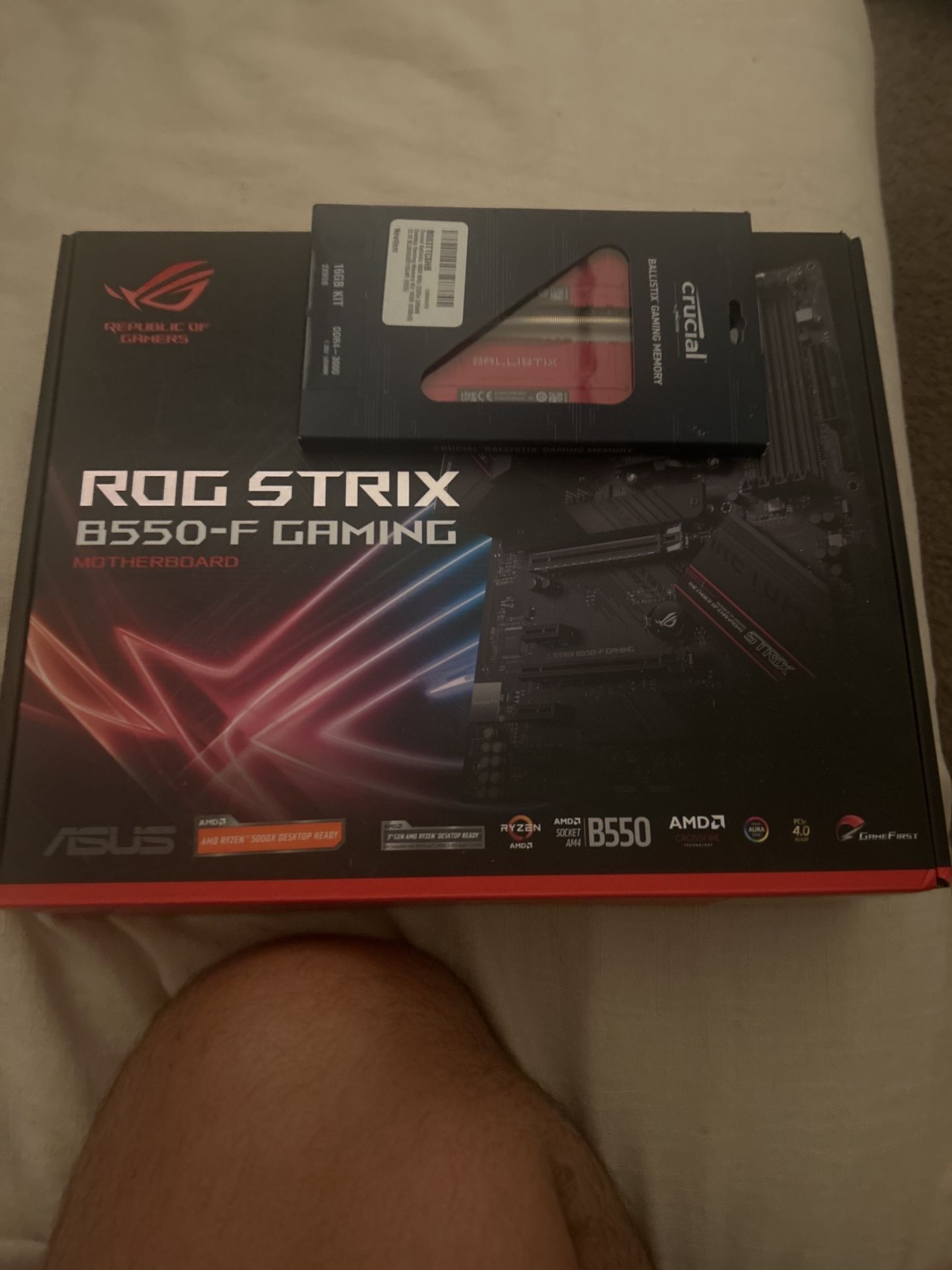 🖥️ ASUS ROG STRIX B550-F Gaming Motherboard + Crucial Ballistix 16GB DDR4 RAM (2x8GB) Combo - Great Deal!
