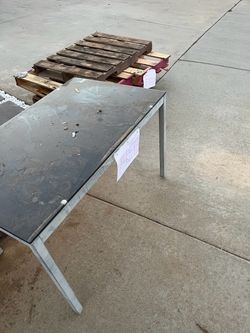 Free Glass Top Table with Metal Frame and Wood Pallets