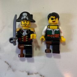 Lego, Mini Figures, Captain Brick Beard, And A Female Pirate