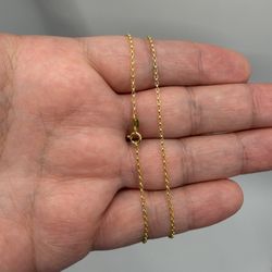 14k Solid Gold Diamond Cut Rolo Chain Necklace: 1.1mm Wide Chain for Pendant