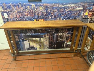 READ DESCRIPTION!!!!Bar style booth seating with leg rest and 6 metal tractor bar stools adjustable height