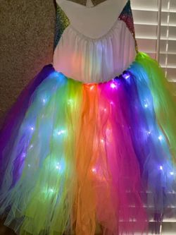 Unicorn Dress For Girl  With Led Lights  Size: 8 Th Thumbnail