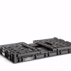 Collapsible Black Plastic Storage Crate - Caja Plegable