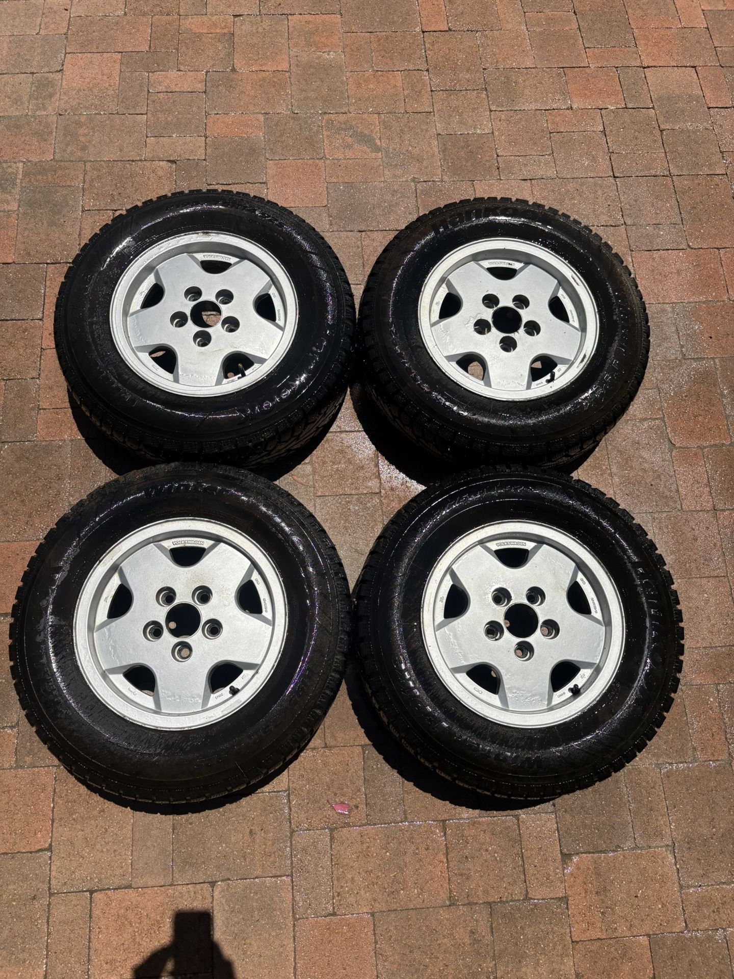 OEM 14 “ Volkswagon Alloy rims with Hancock Winter Studded Tires 