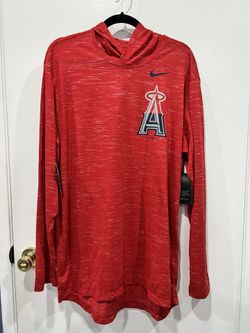 LA Angels Nike Red Dri-Fit Split Logo Hooded Top Red Men’s Sz L