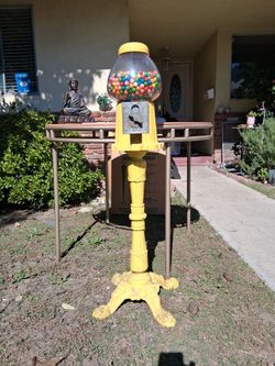 Vintage Gumball Machine on Cast Iron Stand