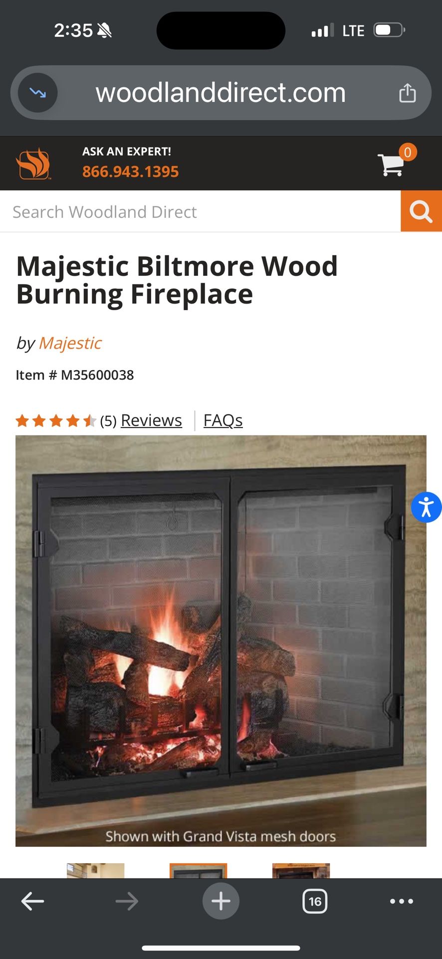 Majestic fireplace - gas or wood burning new