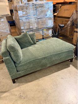 Arm Facing Corner Chaise, Oversized Indoor Chaise Lounge, No Assembly Required, Chenille Upholstery, Olive Green