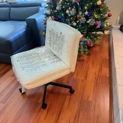 Brand New EXRACING Criss Cross Chair with Wheels Armless Cross Legged Office Chair Wide Home Office Desk Chair Swivel Comfy Vanity Desk Chair Height A