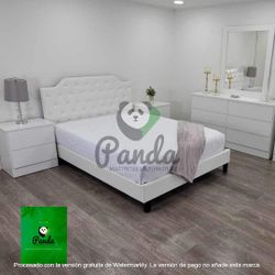 Cama Queen blanca y adicionales colchones con su box spring