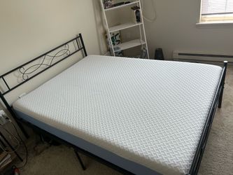 Memory foam mattress and metal bed frame