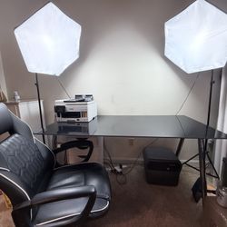 Large Glass Desk & FREE Office Style Chair