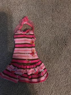 My Scene Barbie Doll Pink Striped Halter Dress