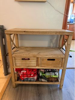 Rustic Wood Console Table with Drawers and Storage
