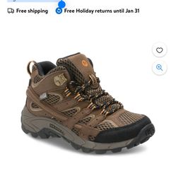 Merrell Unisex-Child Moab 2 Mid WTRPF Hiking Boot Big Kid Earth Brown