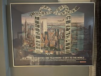 Vintage TWA Trans World Airlines Lithograph LETIZIA PITIGLIANI New York City Movies and Television