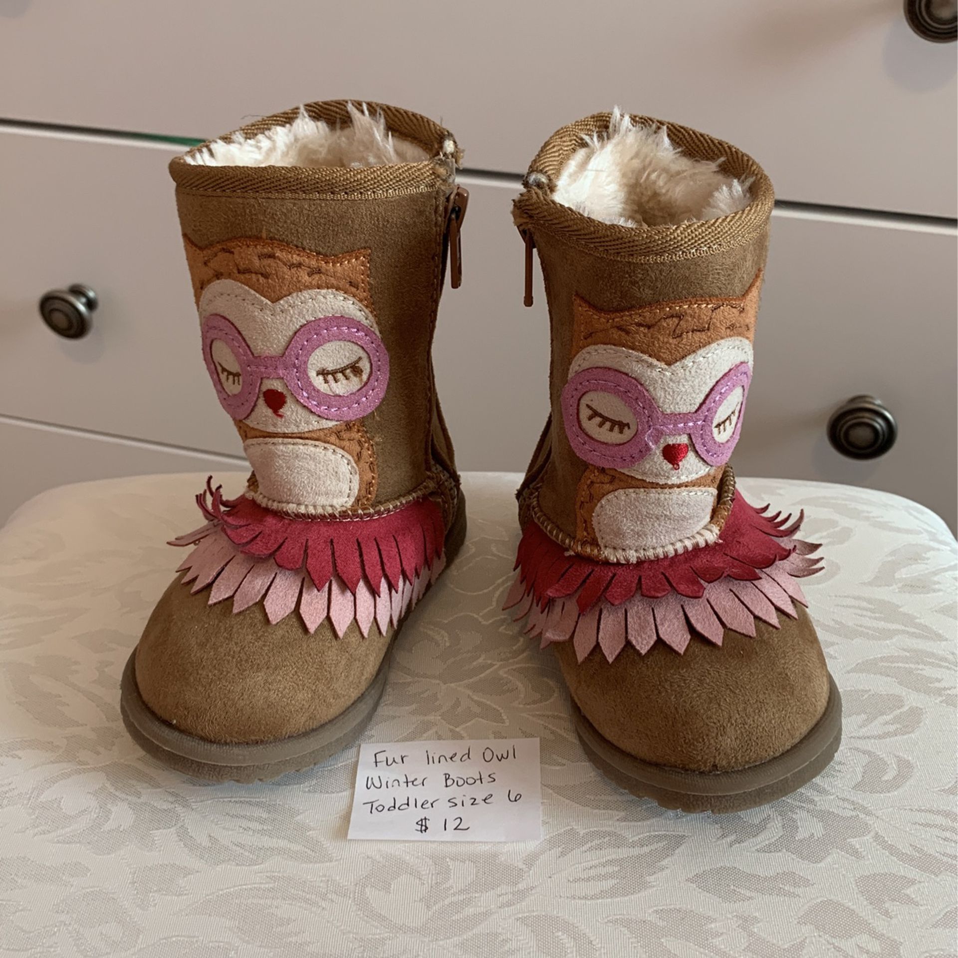Toddler Girl Owl Winter Boots 