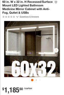 60x32 LED Lighted Bathroom Medicine Mirror Cabinet
