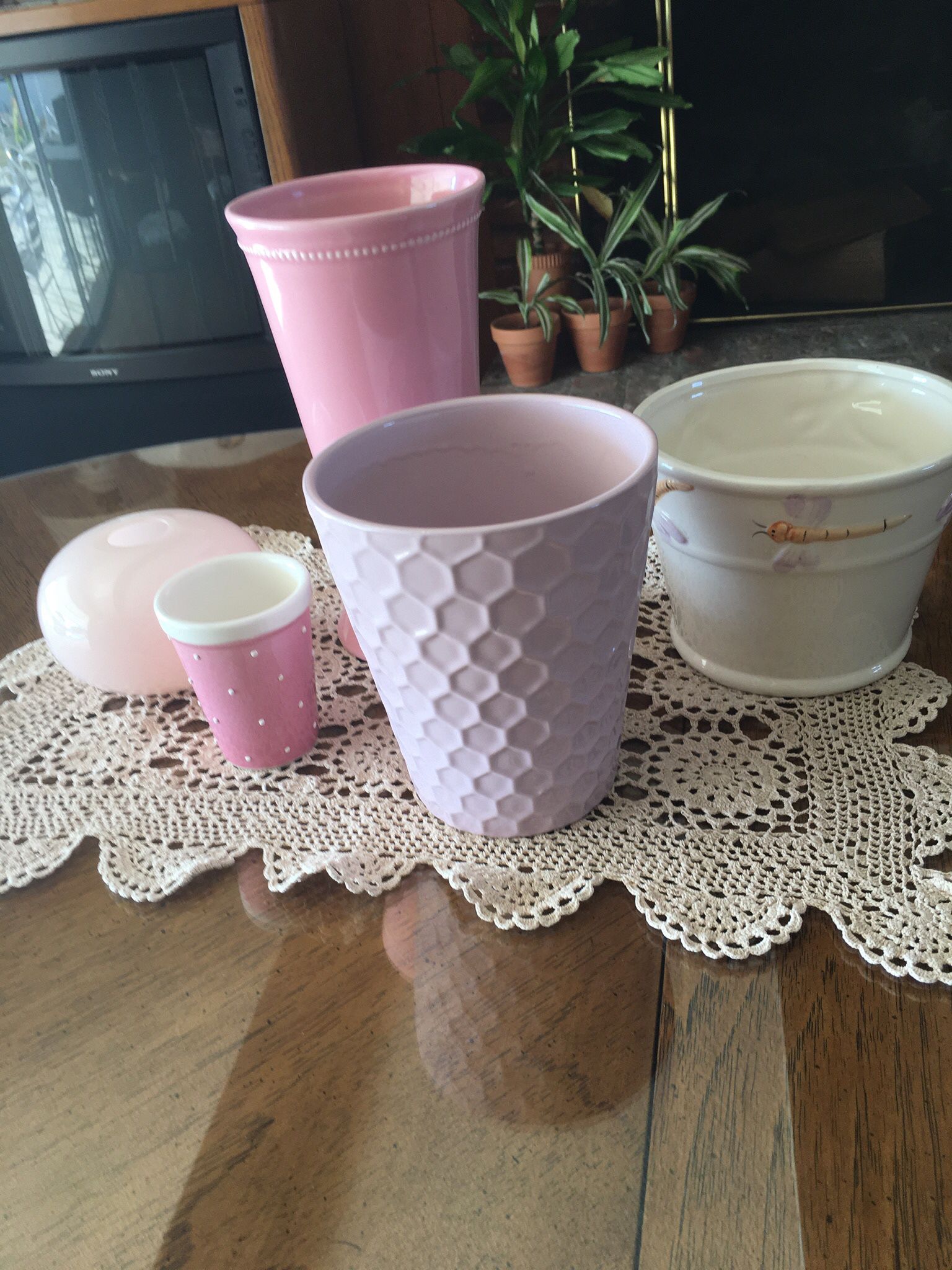 Collection Of Pink Pots And Vases