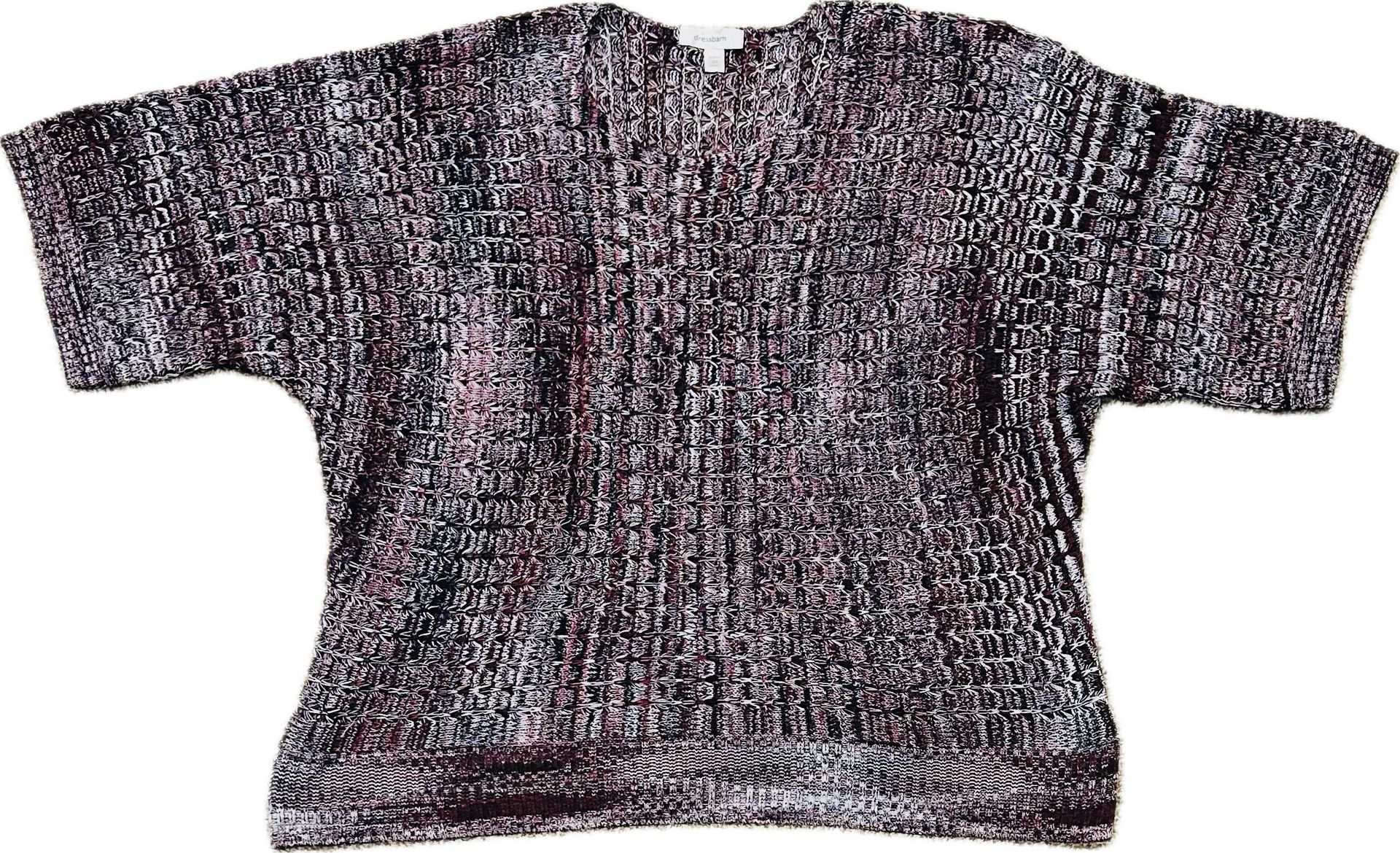 Dressbarn Women’s Sweater Plum Color Open Knit Tunic Short Sleeve 3X SUPER NICE!
