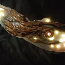 Epoxy resin and 300 year old driftwood lamp sculpture sea beast