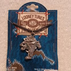 Vintage Looney tunes blues taz with attitude pewter necklace