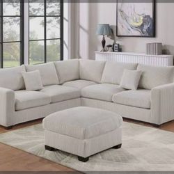 BRAND NEW 4PCS SECTIONAL SOFA SET WITH OTTOMAN AND ACCENT PILLOWS INCLUDED $499