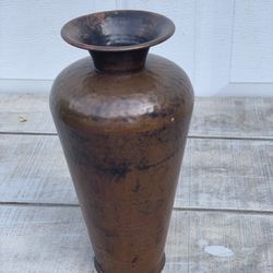 Vintage Hand Hammered Copper Vase ~13” Tall Rustic Farmhouse Decor