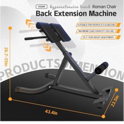 Roman Chair Back Extension Machine - Lower Back Hyperextension Bench - Adjustable