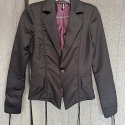 Affliction women blazer /jacket, Size XS fit 2-4, Color black / purple inside