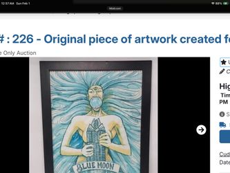 SIGNED Original John Rubio Art - "Blue Moon Over Austin" - 21x27 Framed