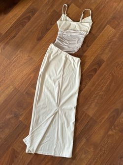 White Two-Piece Crop Top and Maxi Skirt Set