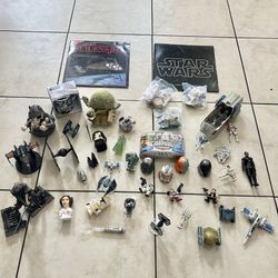 Huge Collection Of Vintage Star Wars Collectibles Toys Trinkets Box Full 