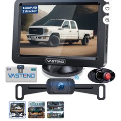 RV Backup Camera Wireless with Monitor 5 Inch VASTEND Pre-Wired Rear View Camera for Car, HD 1080P Back Camera for Car Reverse Plug and Play Vehicle B