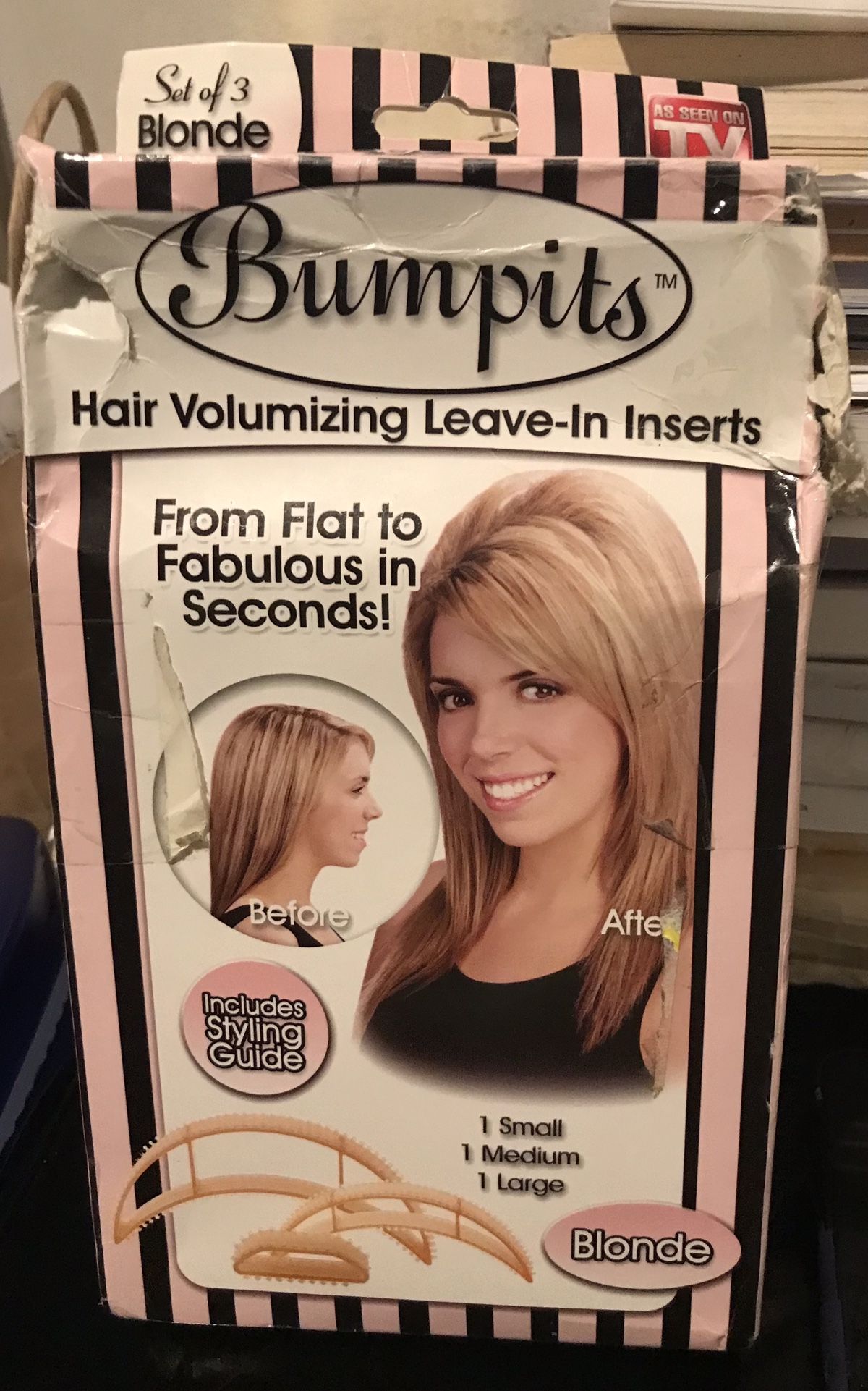 Bumpits Hair Volumizing Leave-In 3 Inserts Comb With Styling Guide As-Seen-On-TV New In Box