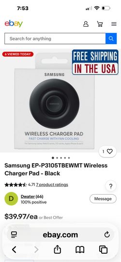 Samsung EP-P3105TBEWMT Wireless Charger Pad - Black. New Open Box