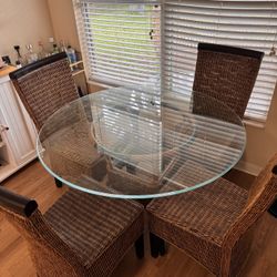 Boho dinning room table with 4 chairs