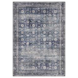 9 ft. x 12 ft. Blue Large Size Interior Decoration Distressed Floral Ultra-thin Foldable for bedroom kitchen Area Rug  100% polyester Machi