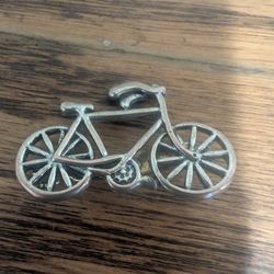 Vintage JJ Bicycle Brooch Articulated Silver Tone