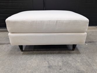 Contemporary Off-White Upholstered Ottoman Footstool