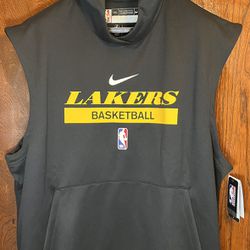 Nike LA Lakers Team Issued Dri-Fit Sleeveless Warmup Hoody Sweatshirt Men’s Size 2XLT New 