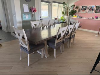 Large Farmhouse Dining Table with 8 chairs Solid Wood from Costco