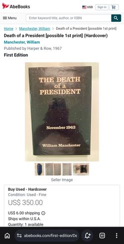 THE DEATH OF A PRESIDENT HARDCOVER BOOK