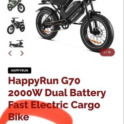 HappyRun G70 2000W Dual Battery Fast Electric Cargo Bike