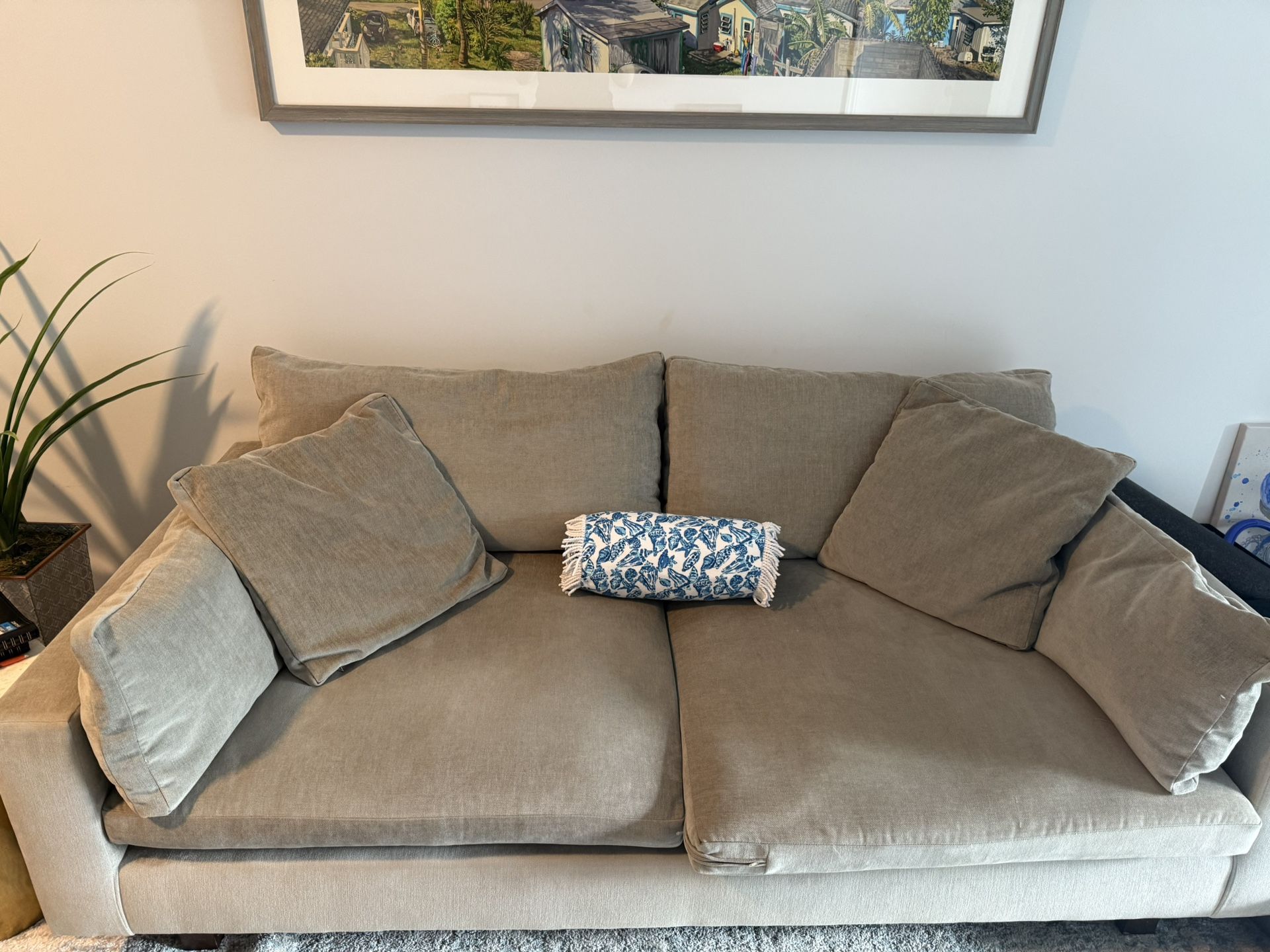 west Elm Harmony Sofa, 2.5 Seater, Distressed Velvet, Light Taupe