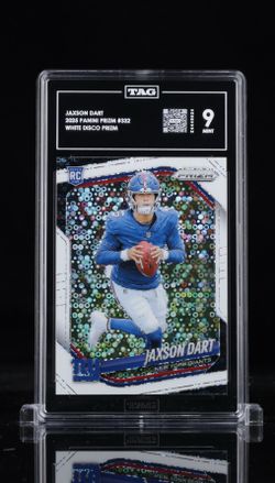 Jaxson Dart 2025 Panini Prizm RC White Disco TAG 9 Mint